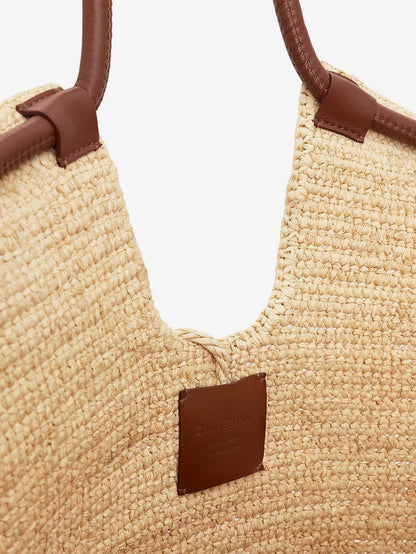 Goldentime raffia shoulder bag with ruffles thumbnail
