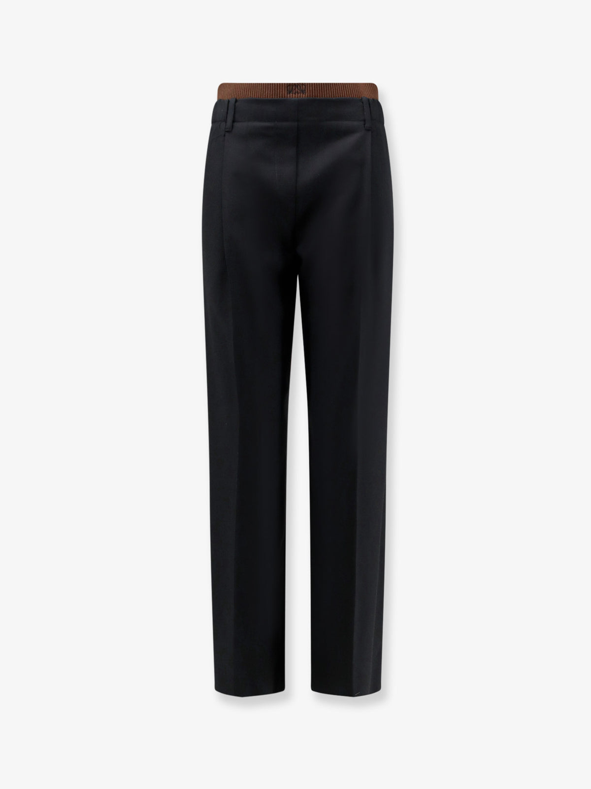 Wool trousers with elastic waistband