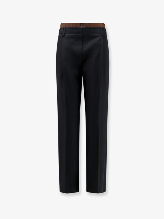 Wool trousers with elastic waistband