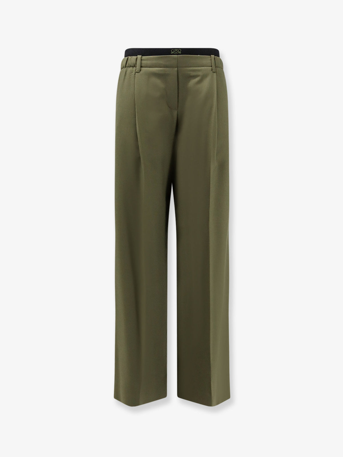 Wool trousers with elastic waistband