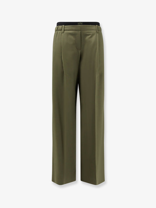 Wool trousers with elastic waistband