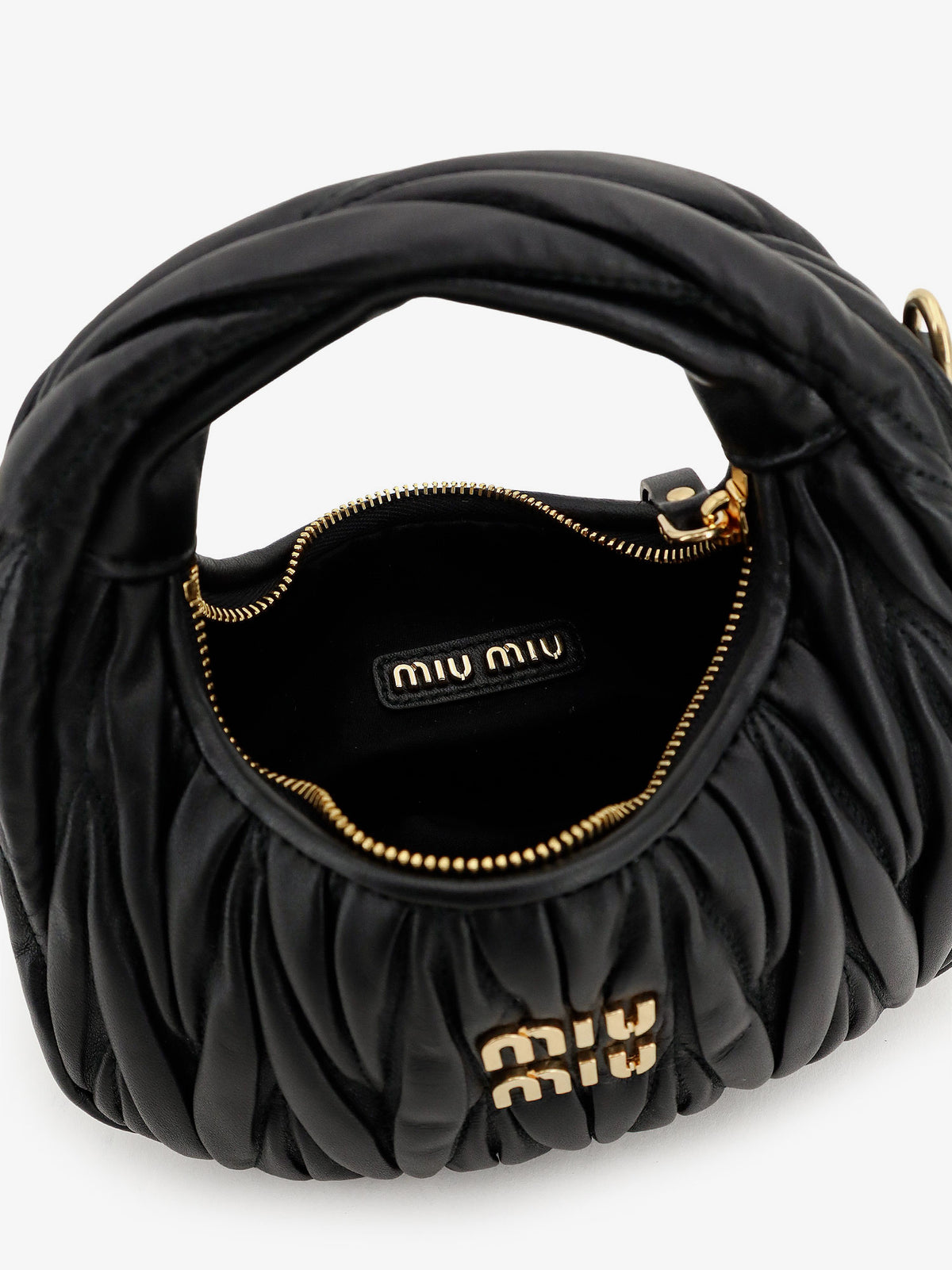 Wander matelassé leaher mini hobo bag