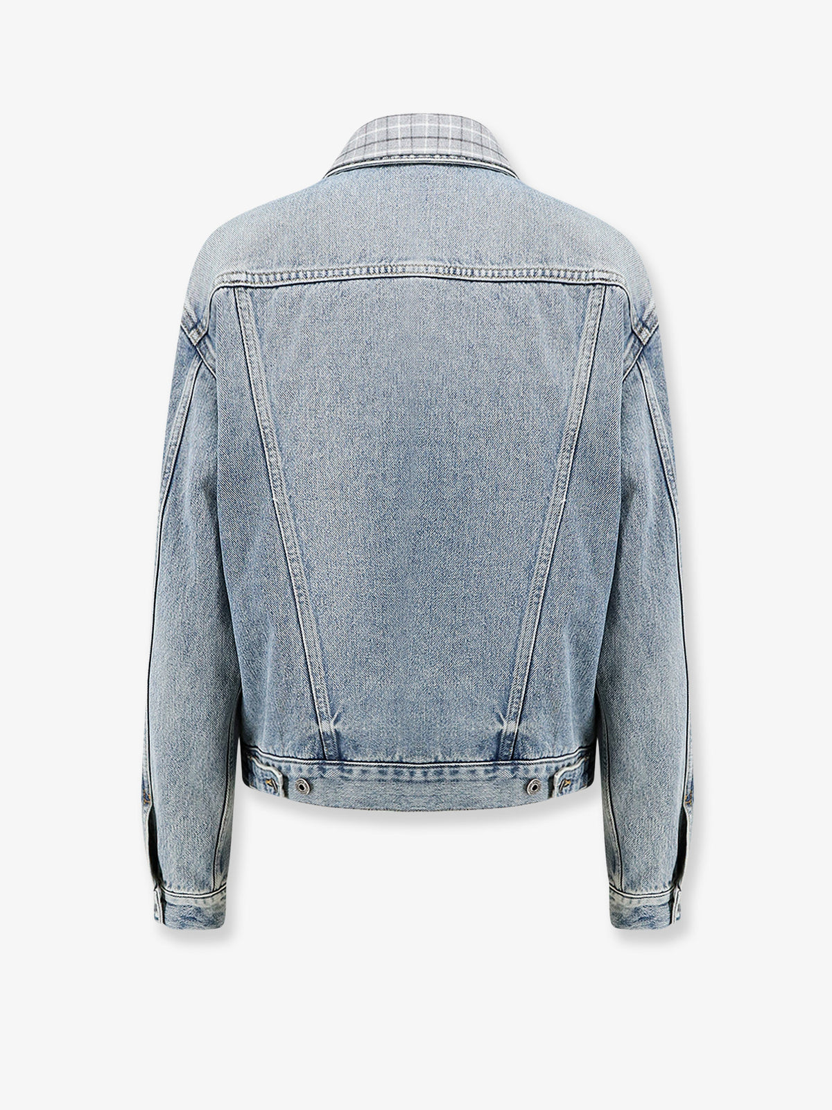 Denim jacket with madras lining
