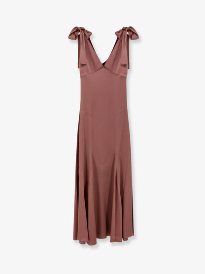 Tie-Detailed satin long dress thumbnail