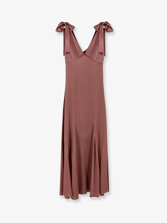 Tie-Detailed satin long dress