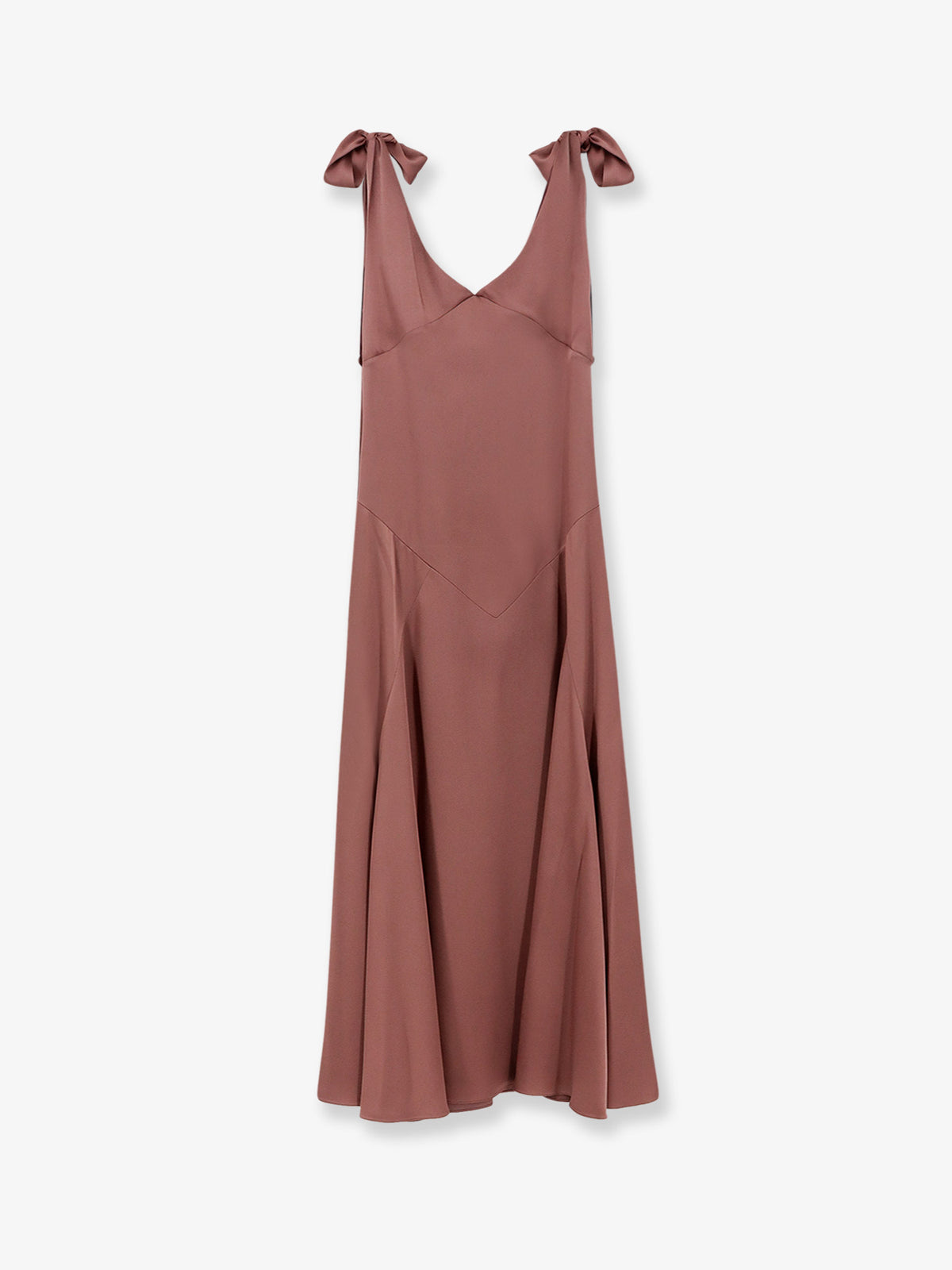 Tie-Detailed satin long dress