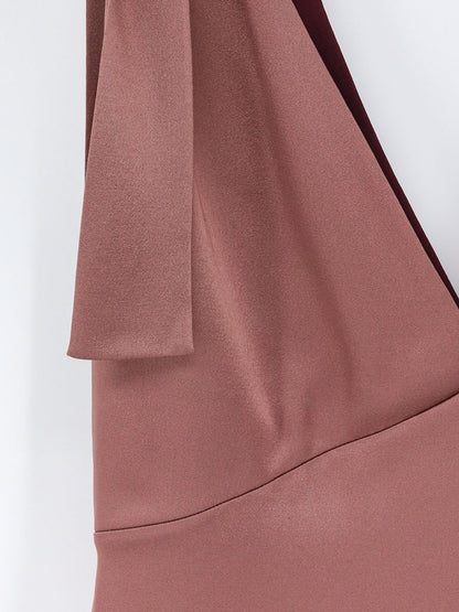 Tie-Detailed satin long dress thumbnail